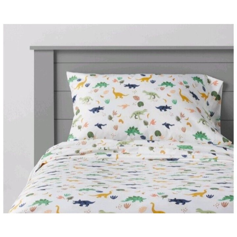 Pillowfort 3 Piece Dinosaur Microfiber Full Sheet Set New